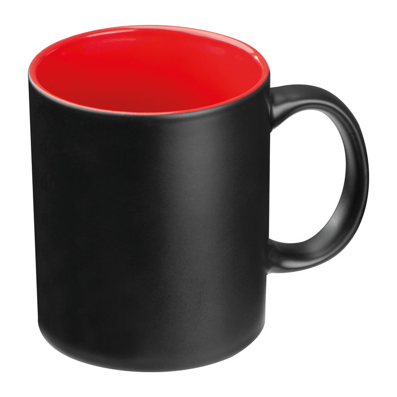 Fekete bögre színes belsővel, 300 ml